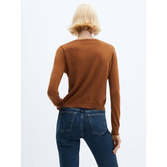 MNG Mango Twinky Wool Blend Knitted Cardigan Caramel Size L Women’s New - Picture 3 of 7